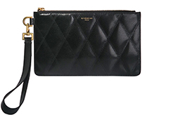 Quilted Clutch Wristlet,Leather,Black,2BA0159,DB,B,3